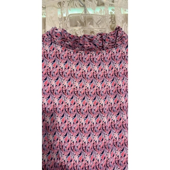 Simply Southern Dress Paisley Print Ruffle Neck Short Sleeve Pink Medium EUC - Picture 9 of 12